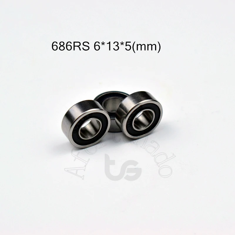 686RS 6*13*5(мм) 10 шт. ABEC-5 подшипники резиновые герметичные Миниатюрные Мини подшипники 686 686RS хромированный стальной подшипник