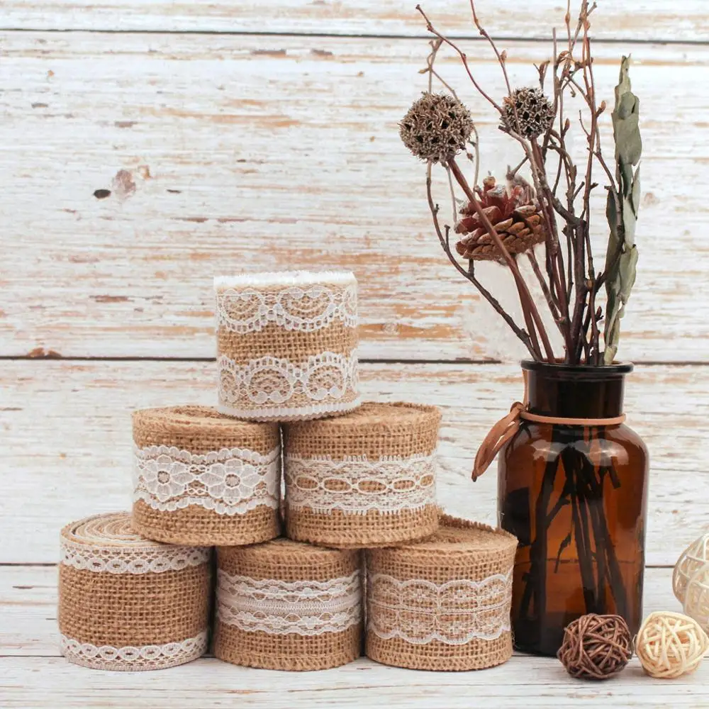 Taop 2 м холст из джута винтажные Свадебные аксессуары в рустикальном стиле цветная