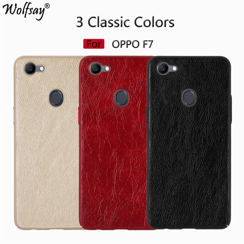 OPPO F7 2018 чехол F 7 ПУ кожа PC жесткий Мобильных Охватывает Wolfsay Coque телефон Сумки