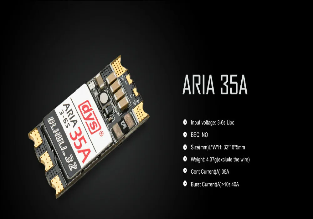 Фото DYS Aria blheli _ 32bit 35A 35amp Brushless ESC 3 6S Dshot1200 Ready Встроенный датчик тока для 2205 2306 DYS Aria blheli _ 32bit 35A 35amp Brushless ESC 3 6S Dshot1200 Ready Встроенный датчик тока для 2205 2306