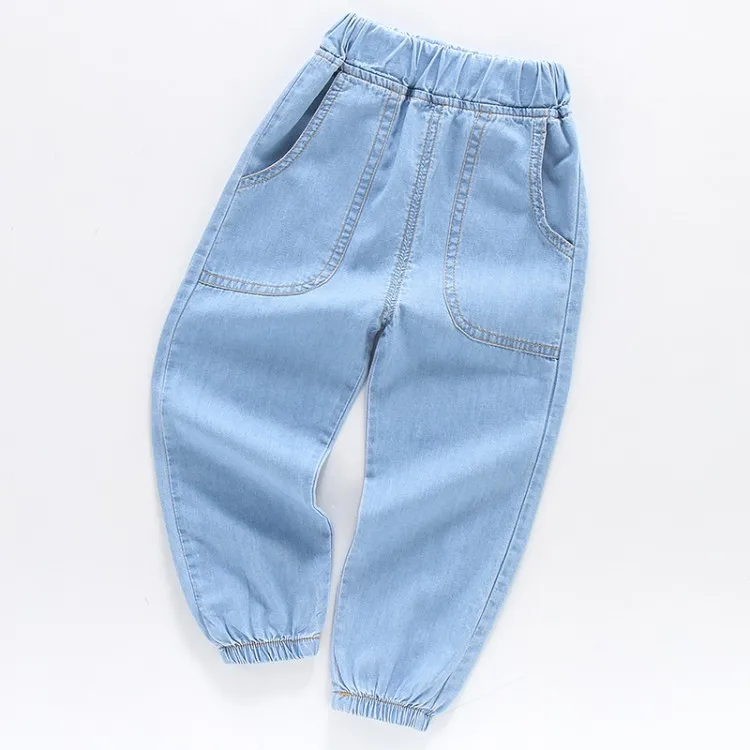 

Baby Boys Clothing Cowboy Jean Pants Summer Soft Denim Harem Pants Elastic Waist Solid Color Sport Boys Clothes Outfit Clothes