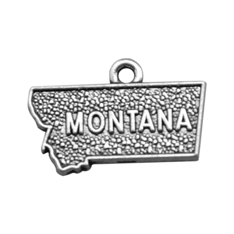 50 шт 2 стиля серебряные Монтана State Map подвесные шармы DIY для браслета и ожерелья