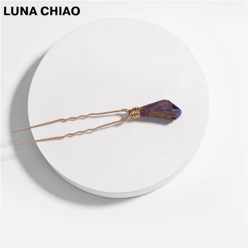 LUNA CHIAO, модные аксессуары для волос, натуральный кварцевый камень, Ювелирное Украшение, шпильки для волос, модные женские палочки для волос