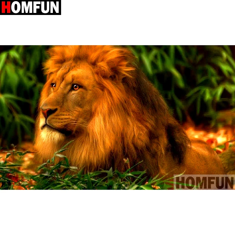 Алмазная живопись HOMFUN Лев алмазная вышивка с полными квадратными/круглыми