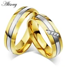Кольца для мужчин и женщин Alisouy, обручальные кольца золотого цвета из нержавеющей стали с фианитами, опт, 2019