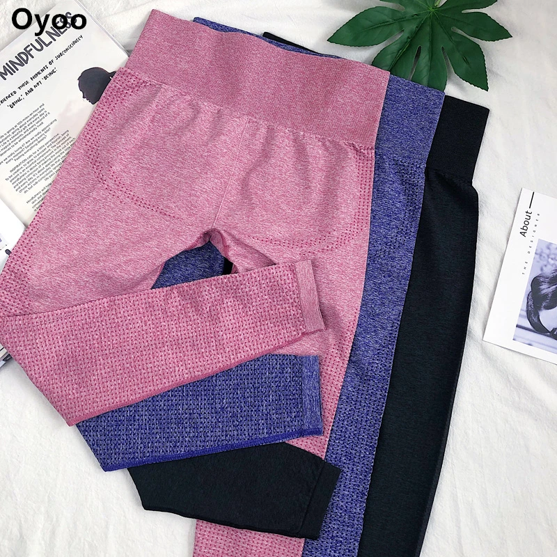 Женские Бесшовные Леггинсы Oyoo розовые леггинсы с эффектом пуш-ап для йоги супер