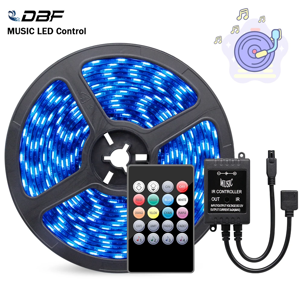 [DBF]5050 черная печатная плата Светодиодная лента RGB 5 м с радиочастотным пультом