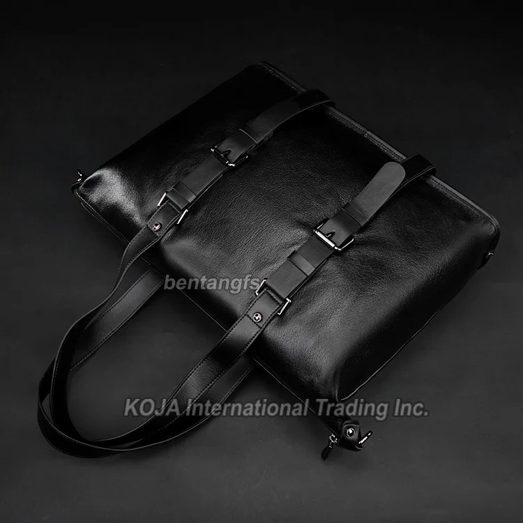 Высокий Класс Натуральная Кожа Мужчин Портфель Черный мужчины сумка из