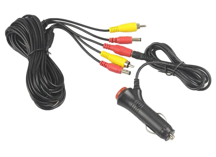 DIYSECUR 5,5x2,1 мм DC12V автомобильное зарядное устройство адаптер питания+ AV RCA удлинитель/шнур видео кабель для автомобиля камеры и автомобиля монитор