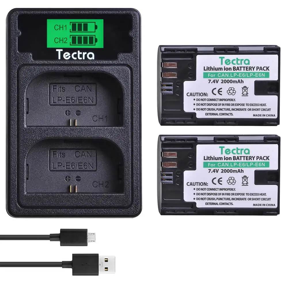2PCS LP-E6 LPE6 lp-e6n battery for Canon EOS 5D Mark IV 5D2 5DS R II 2 III 3 6D 60D 60Da 7D 7D2 7DII 70D+LCD USB Charger | Электроника