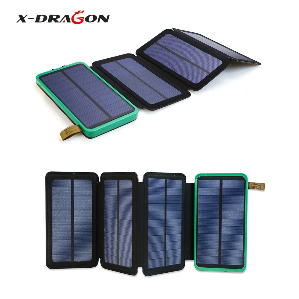 X-DRAGON Портативный Солнечный Зарядное устройство 10000 mAh Мощность банк внешний