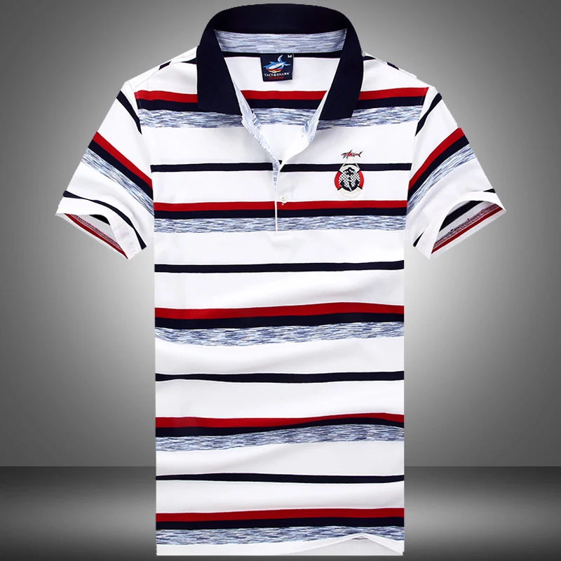 Для мужчин с коротким рукавом tace акула футболка полосатый цвет качество прилив