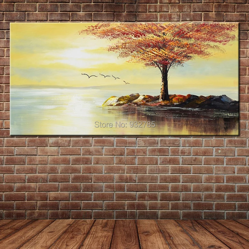 Modern Abstract Hand Painted Tree of Life Oil Painting Canvas Art Large Fabric Wall Mural Decoration for Bedroom(No frame ) | Дом и сад