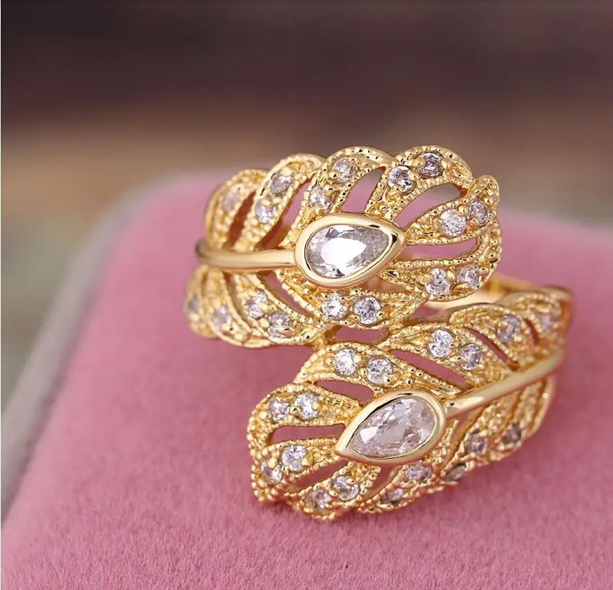 Europe and retro fashion exaggerated ring zircon leaf factory outlet | Украшения и аксессуары