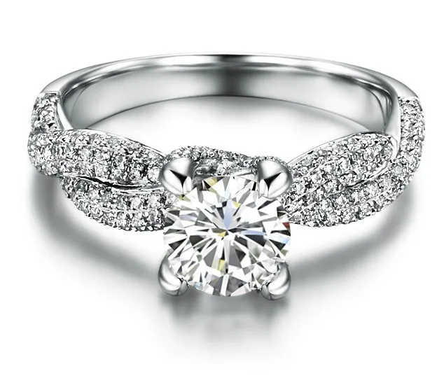

Роскошное обручальное кольцо с бриллиантами 1 карат, однотонное обручальное кольцо из белого золота 18 карат с коробкой AU750, Женское кольцо