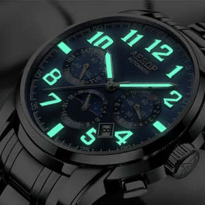 Мужские автоматические механические часы AESOP, деловые водонепроницаемые часы из нержавеющей стали, 9015G