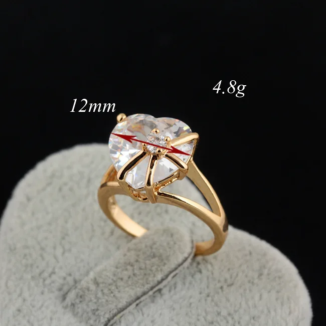 Ювелирные украшения 18K золото прозрачный кубический цирконий большое кольцо в