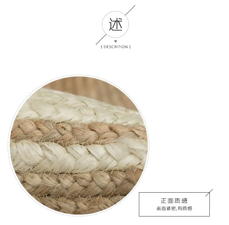 Натуральный качественный джутовый вязаный ковер ручной работы для гостиной, Круглый Декоративный прикроватный ковер, классный коврик для лета