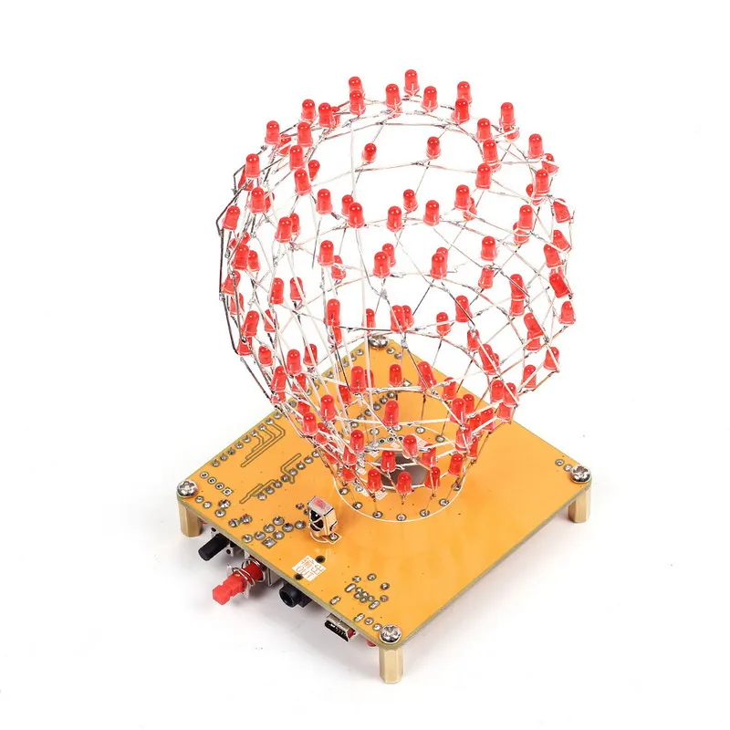 LED Cubic Ball DIY Kit Red Light Cube Electronic Remote Control Rhythm lamp Soldering Kits Brain-Training | Электронные
