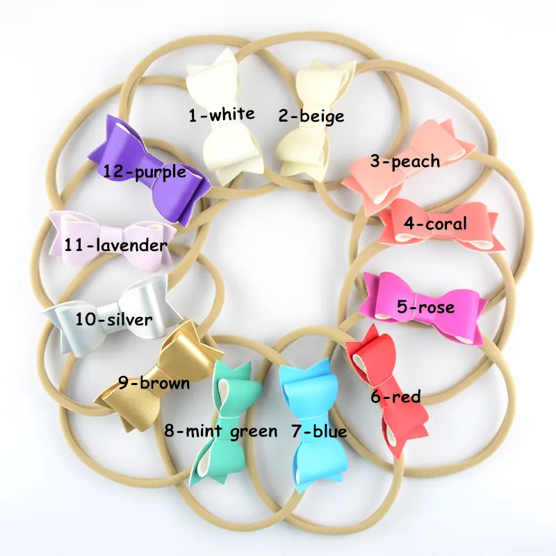 

15 pcs/lot ,hair bow ]children's hair decoration handmade leather felt cloth bow-tie nylon hair ribbon hair fashion accessories