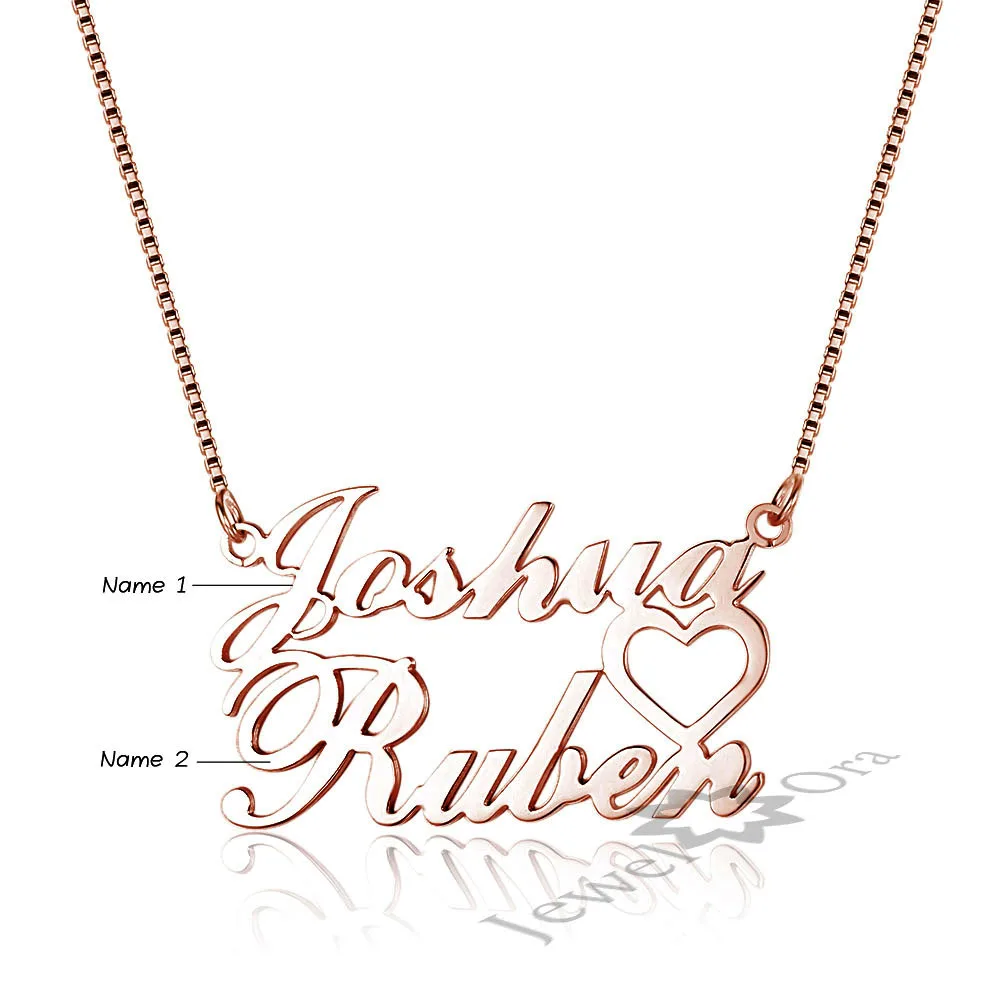 На заказ для влюбленных 2 имени ожерелье подвеска с сердцем аксессуары