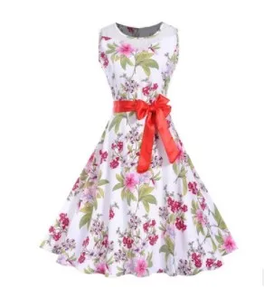 Для женщин летнее платье 2019 плюс размеры костюмы Одри Хепберн халат в цветочек