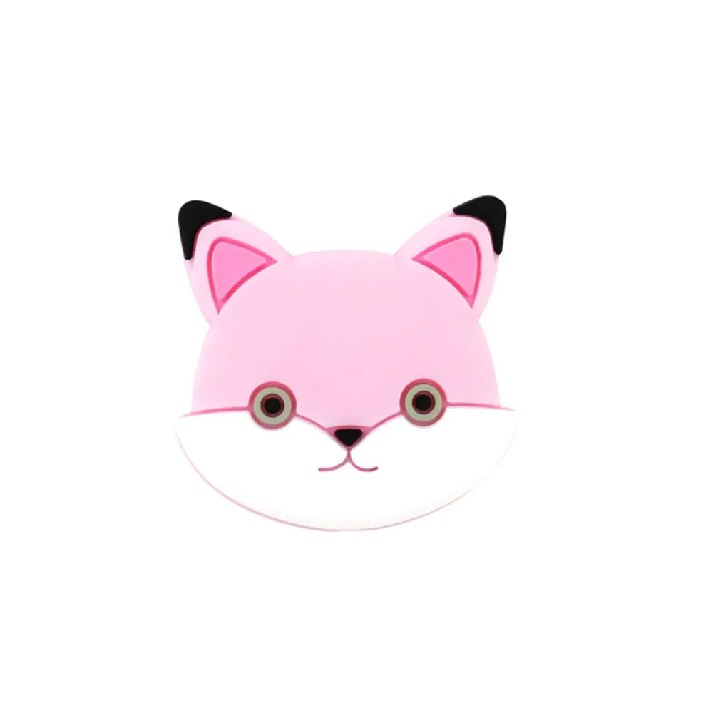 Quartz Pink Fox 3 шт силиконовые бусины в виде панды и лисы, силиконовые бусины для прорезывания зубов, 3 см, силиконовые шарики в виде животных, пчелы, оленя, перлы, Товары для малышей - Цвет: Quartz Pink Fox
