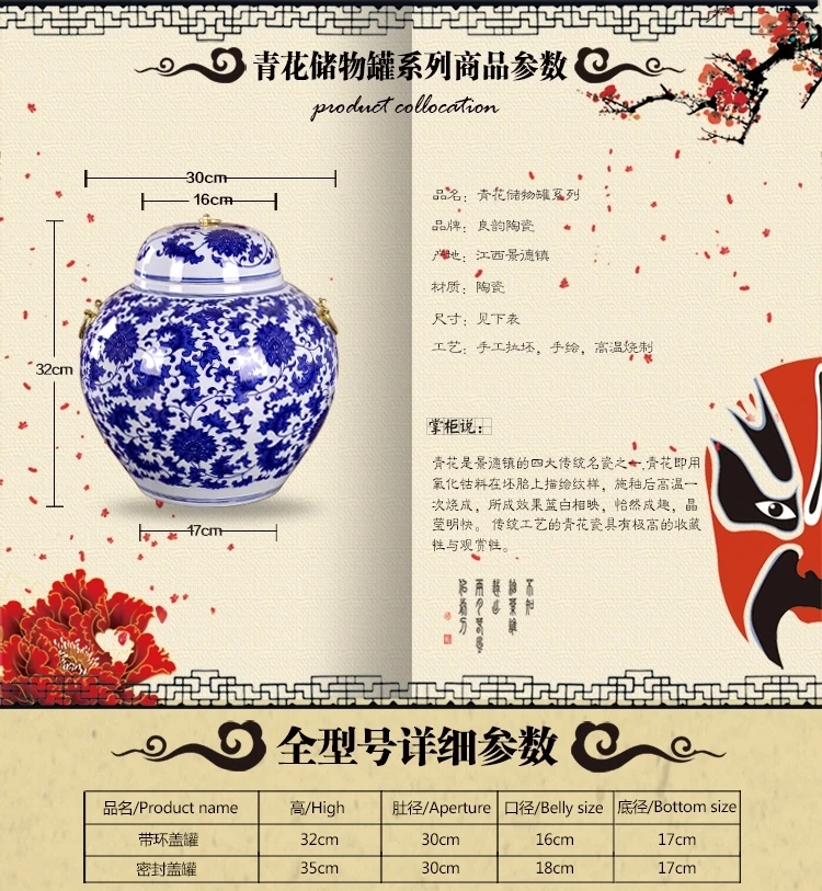 Китайская баночка Jingdezhen античные керамические синие и белые баночки для имбиря