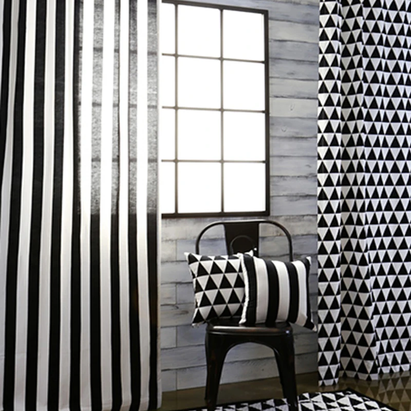 Скандинавские черно белые занавески с принтом полос для гостиной спальни