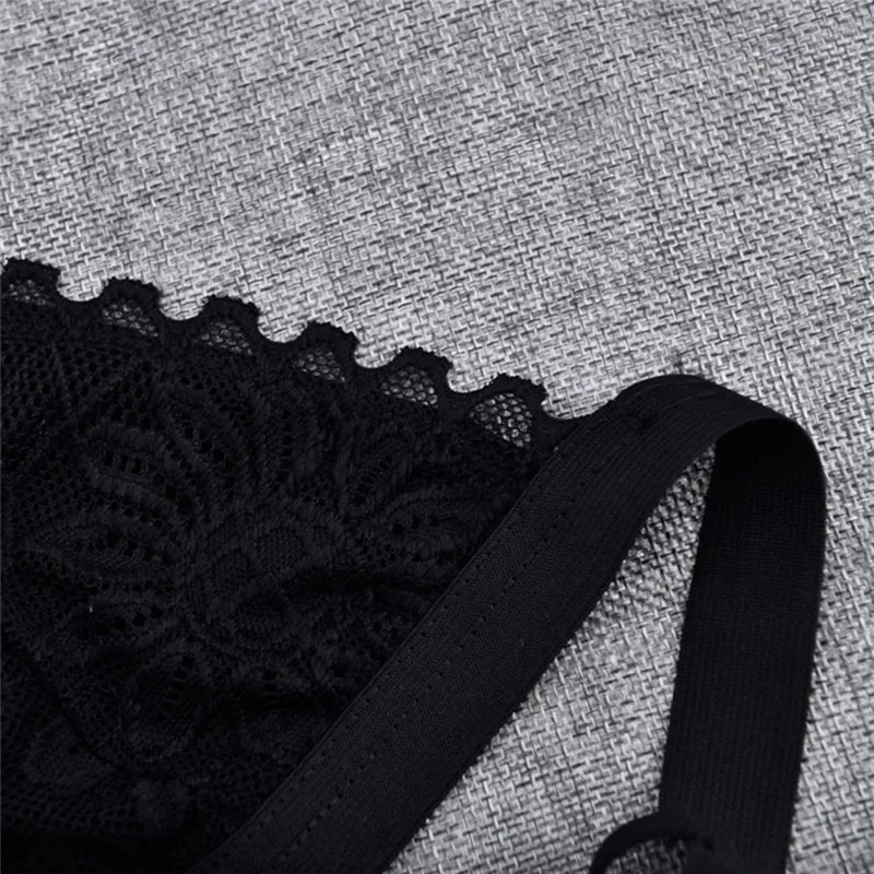 

1pc 2 colors Black/White Women Sexy Bustier Unpadded Mesh Lined Floral Sheer Lace Triangle Bralette Bra Crop Top