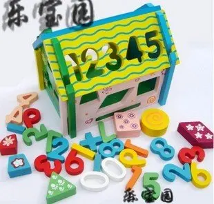 

candice guo wooden toy wood block Detachable digital number house Baby Educational hands-on assemble wisdom home children gift