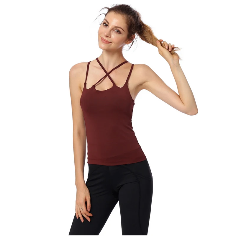 Sports Running Vests Women Yoga Camisole Fitness Dance Shirt Slim Fit Waist Shaper Cross Strap Clothing | Спорт и развлечения