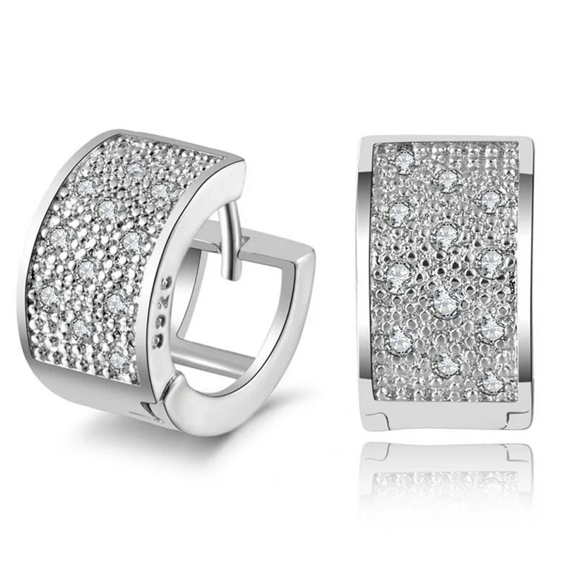 New High Quality Silver Plated Noble Elegant Earrings Brilliant Cubic Zirconia Jewelry Birthday Present For Girl | Украшения и