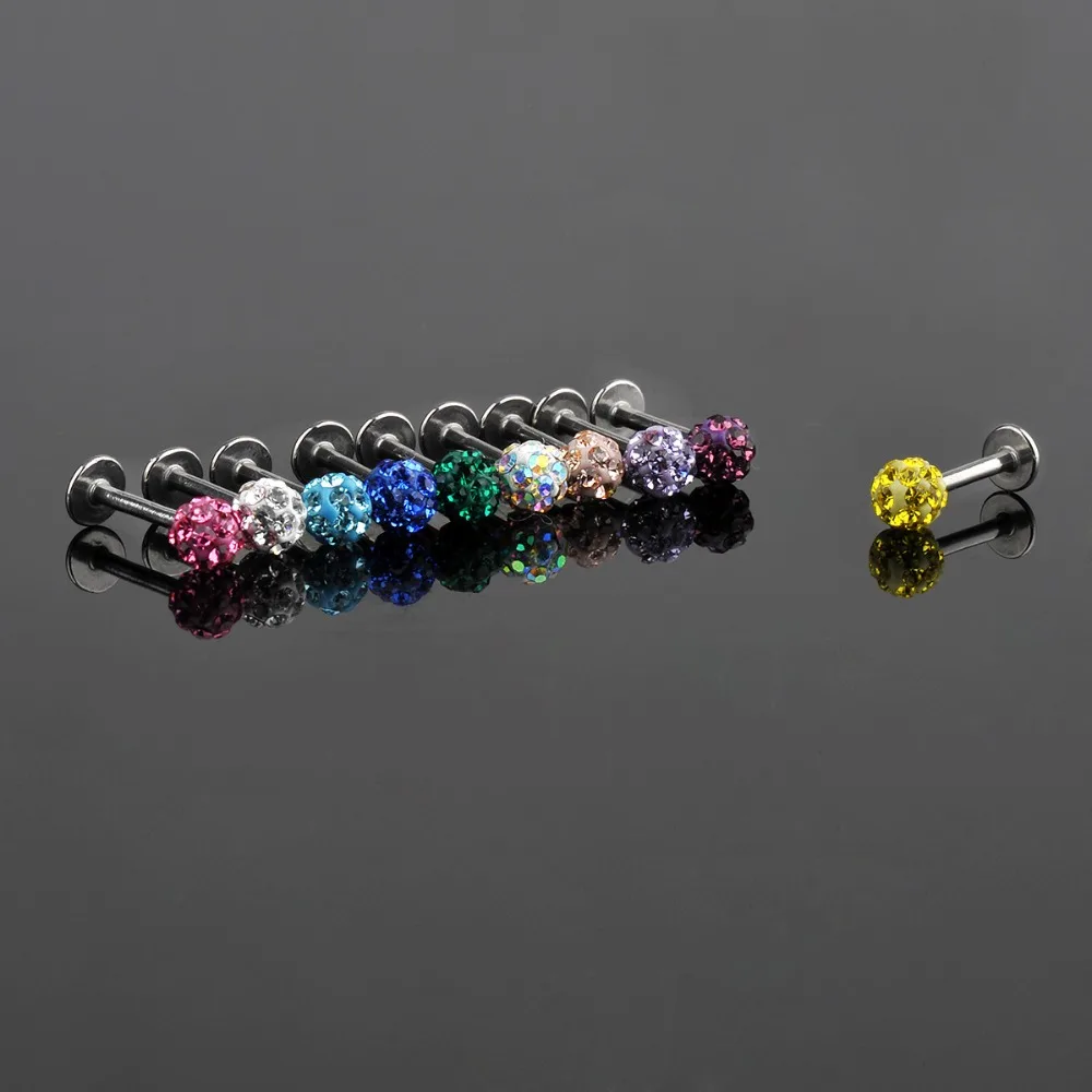 4 мм CZ Хрустальный шар губная серьга-гвоздик кольцо Бар пирсинг Подарок 1 2x8 диско