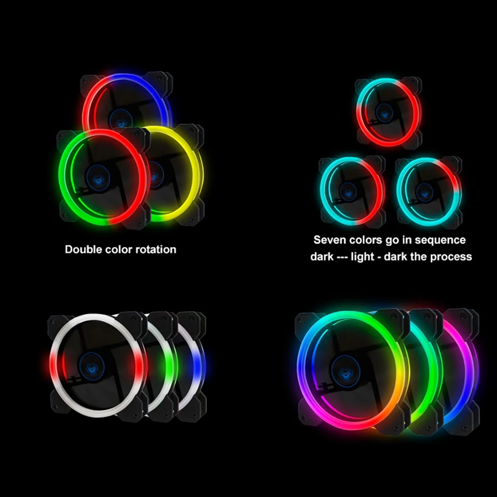 Aigo 5 шт. DR12 RGB Кулер для процессора с ИК пультом 120 мм LED Вентилятор компьютера