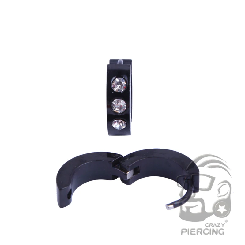 Женские серьги кольца из черной и хирургической стали вечерние для пирсинга 2