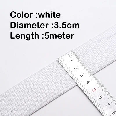 35mm 5meter white 5-10 м/мешок 20-60 мм нейлоновая плоская эластичная лента для шитья аксессуары Резиновая лента для шитья тесьма для одежды Нижнее белье Черный Белый - Цвет: 35mm 5meter white
