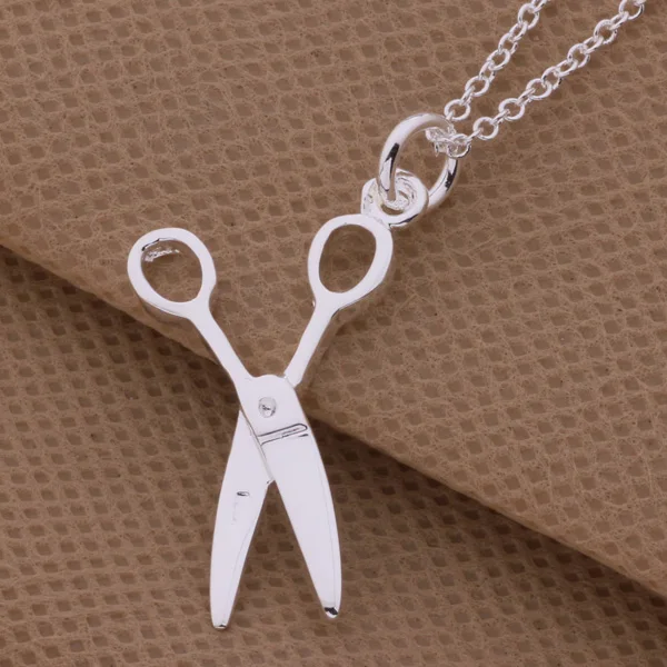 Модное посеребренное ювелирное изделие ожерелье в форме ножниц милое с кулоном