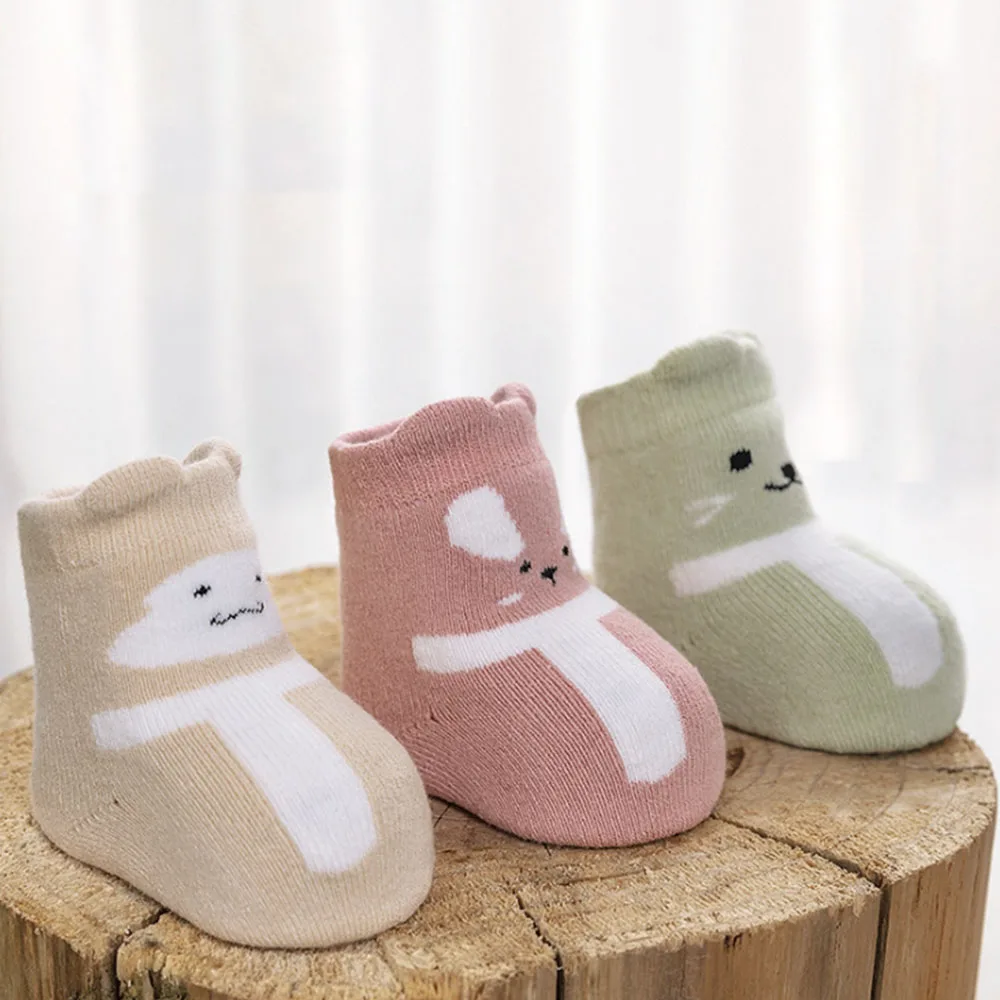 Осенне-зимние носки-тапочки для новорожденных с героями мультфильмов носки