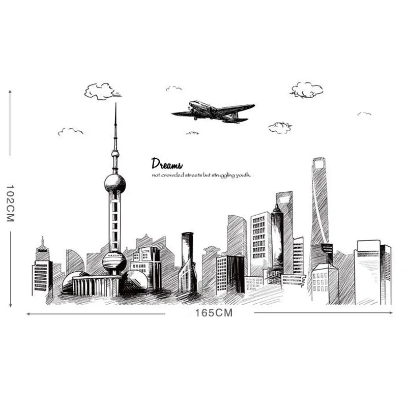 Настенные наклейки Dream City Наклейки на стены для архитектурных зданий гостиной