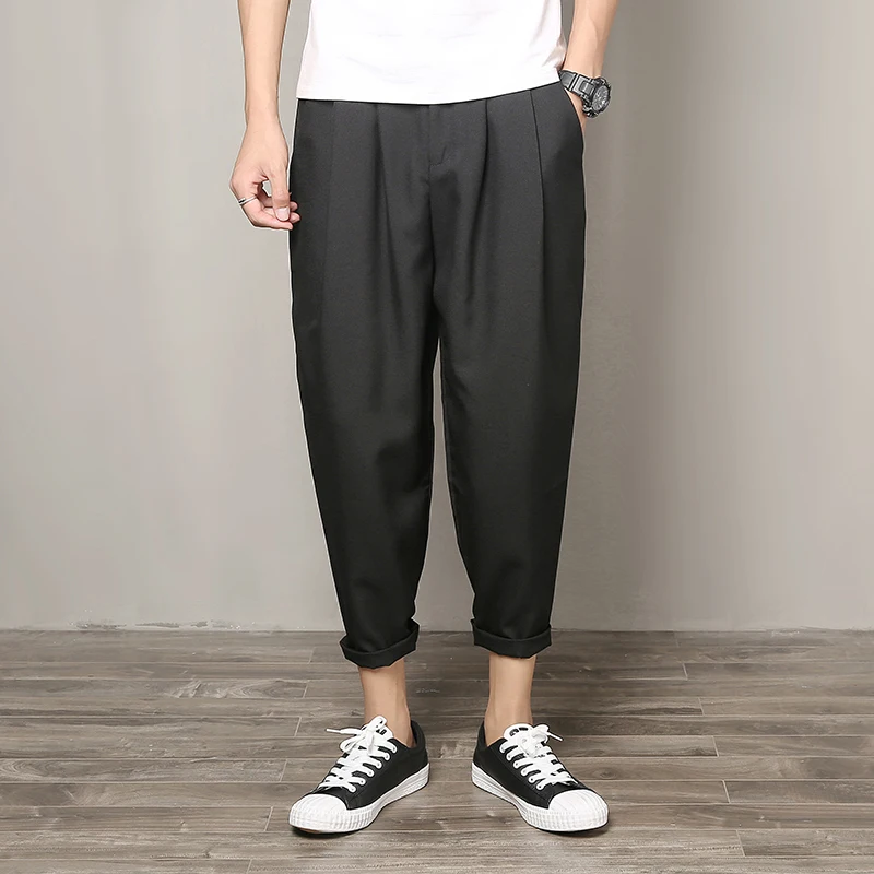 Брюки мужские из хлопка и льна тонкие свободные повседневные штаны в стиле ретро