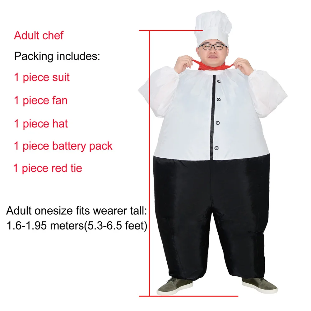 Adult chef JYZCOS Забавный надувной костюм большой шеф-повара Ресторан Хэллоуин нарядное платье для женщин мужчин Пурим карнавальный надувной костюм - Цвет: Adult chef