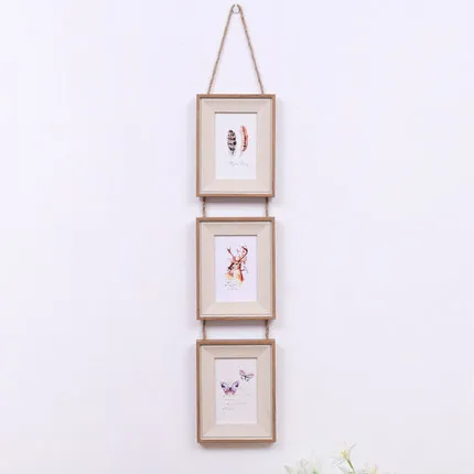5 дюймов декоративная фоторамка Европейская ретро Тройная пеньковая подвесная комбинация, фоторамка на стену свадебный подарок домашний декор ZM162 - Цвет: Белый