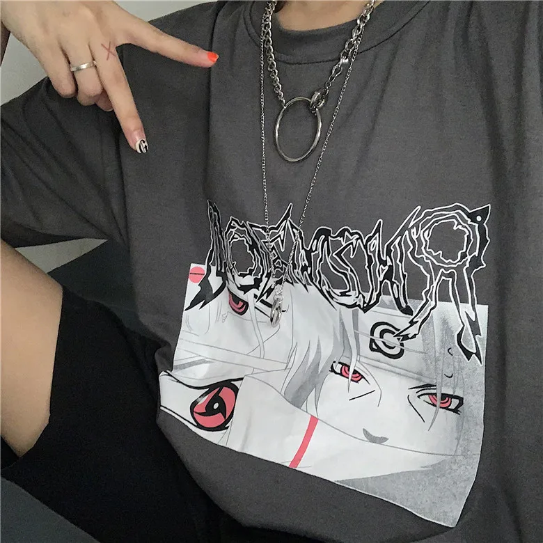 Korobov японский мультяшный принт короткий рукав Ulzzang Футболка Harajuku круглый вырез