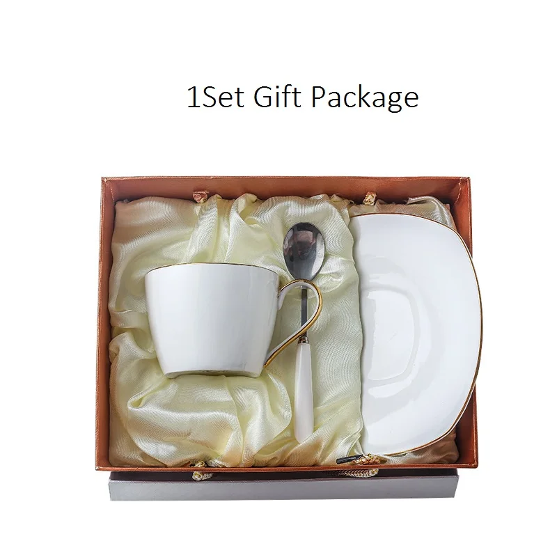 1 set with gift box Скандинавский стиль, простой дизайн, Европейский кофейный набор, британский чайный сервиз с ложкой для делового подарка, гостиничный ресторан, Хо использование 230 мл - Цвет: 1 set with gift box