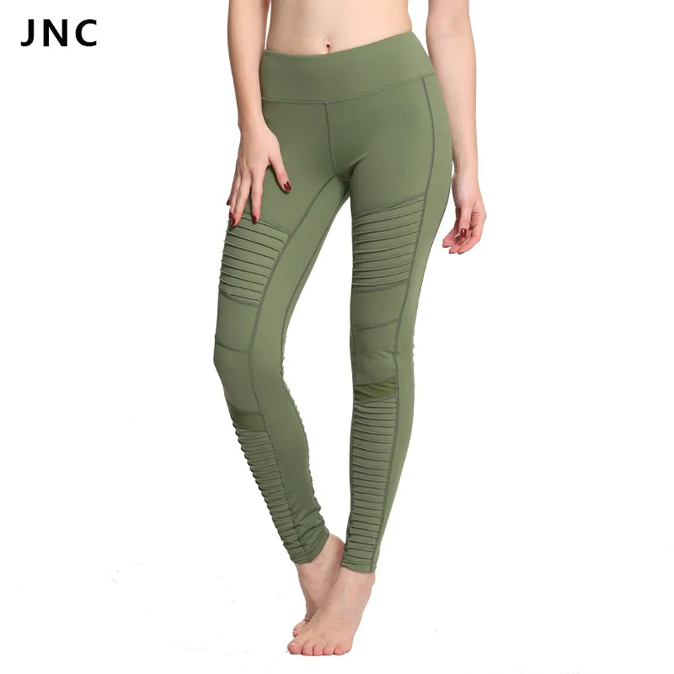 2017 новые зеленые мото Йога легинсы с сеточкой и лоскутным принтом штаны для йоги