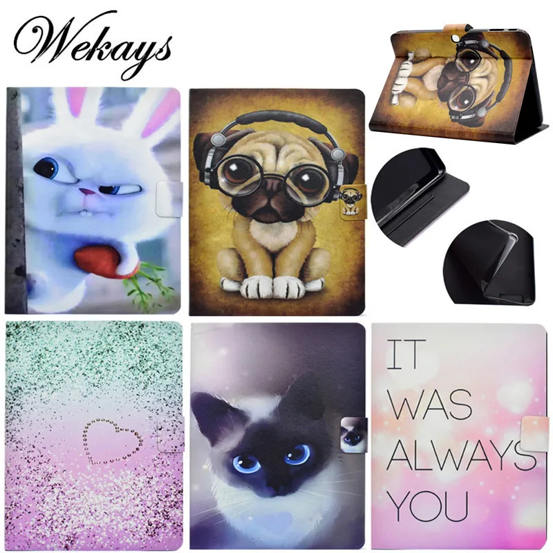 

Wekays Ultrathin Cartoon Dog Cat Leather Flip Fundas Case For Samsung Galaxy Tab 3 10.1 inch P5200 P5220 P5210 Tablet Cover Case