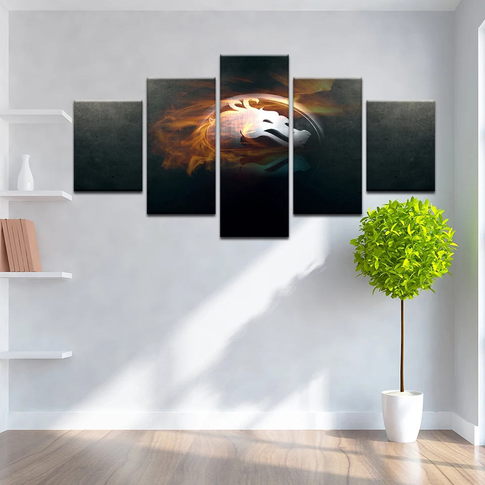 HD Print 5pcs Mortal Kombat Flames Game Canvas Wall Art Painting Home Decor Living Room Picture | Дом и сад