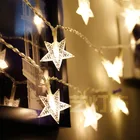 Сказосветильник светодиодная гирлянда со звездами, 20 м, 200 светодиодов, 220 В, ЕС, Рождественская гирлянда со звездами, светодиодная занавеска для украшения свадьбыдома вечерние ринкидня рождения