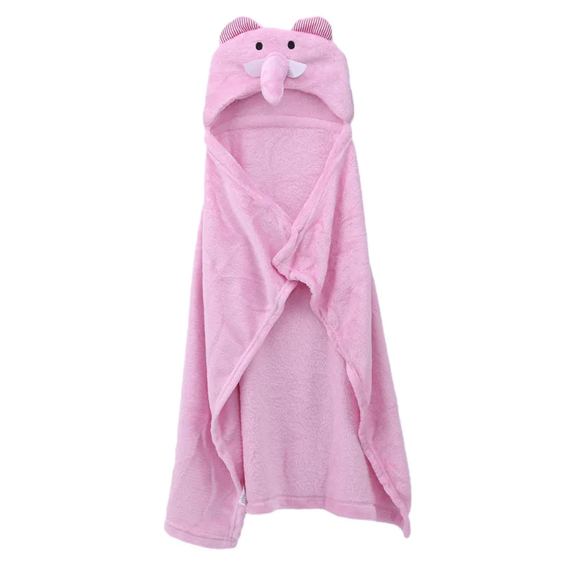 pink elephant Милое мягкое одеяло с капюшоном и изображением животных из мультфильмов; детский банный халат с изображением животных для малышей; детское банное полотенце - Цвет: pink elephant